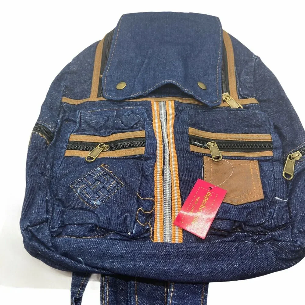 Depeche Mode Backpack Tote Denim Blue Zipper Shoulder Strap Travel Retro New